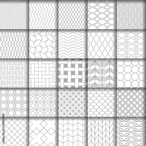 collection of black and white seamless patterns