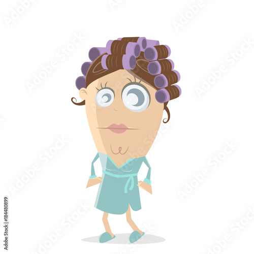 funny woman with curlers