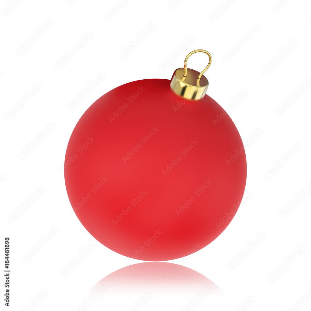 3D illustration isolated red Christmas ball with reflection 3D illustration isolated red Christmas ball with reflection