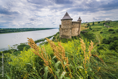Khotyn Fortress over Dniester River in Khotyn city, Ukraine photo