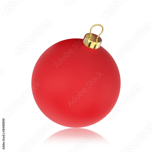 3D illustration isolated red Christmas ball with reflection