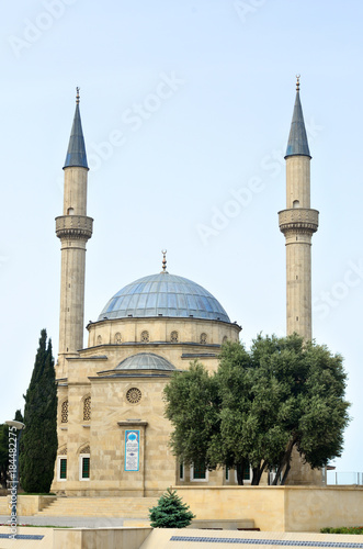 The mosque in Baku.Martyrs' Lane, Alley of Martyrs.Shehidler Khiyabani.Azerbaijan.