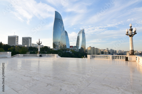 Panorama of Baku from a highland park.Azerbaijan.