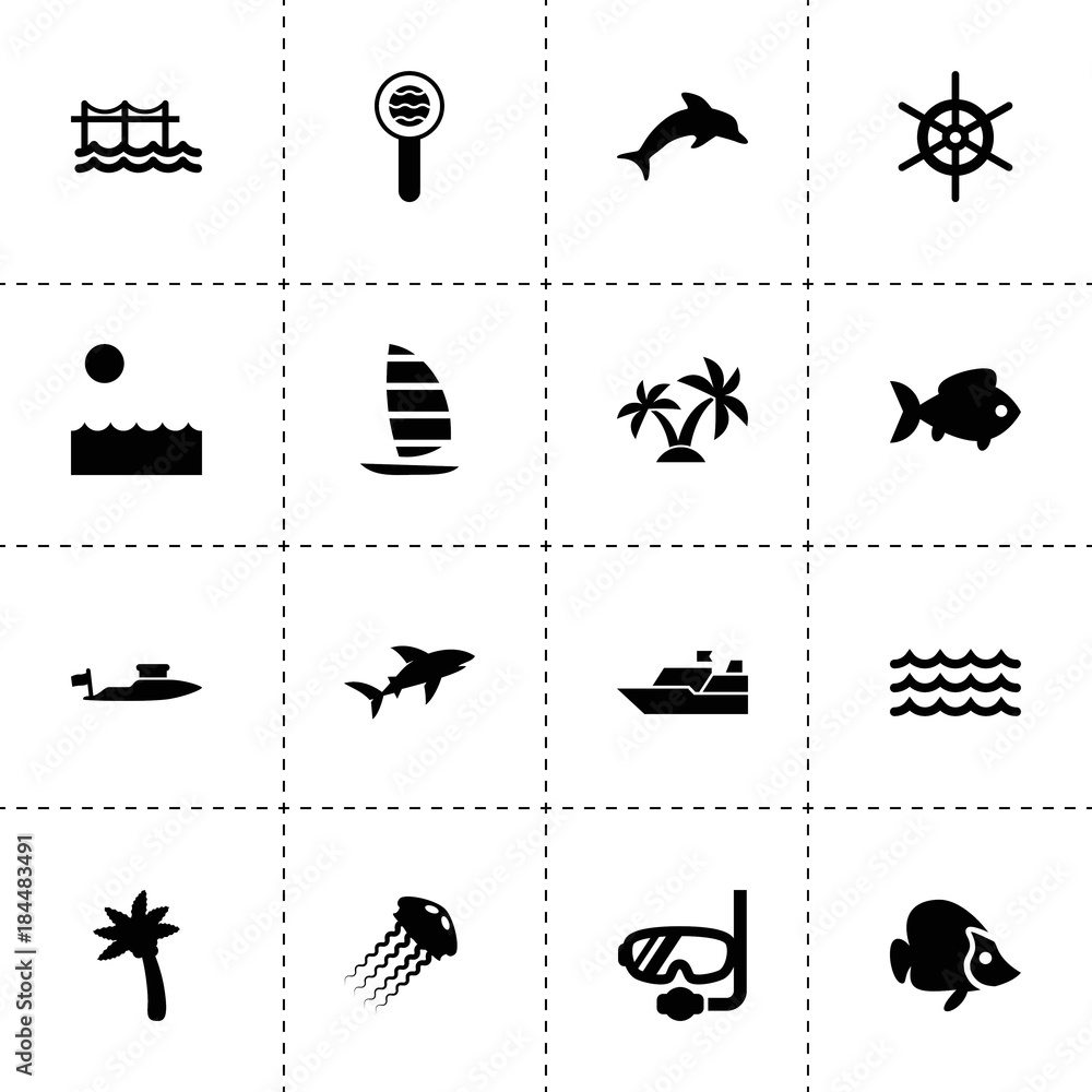 Sea icons. vector collection filled sea icons