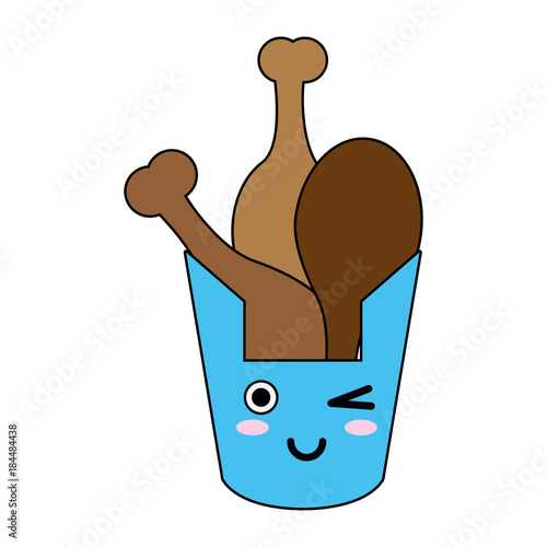 Chicken box fast food cute kawaii cartoon vector illustration icon