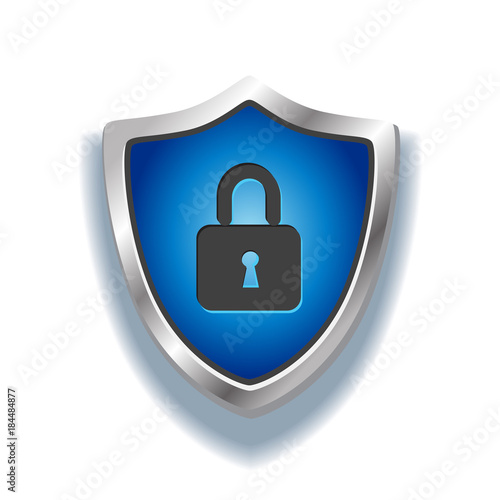 Internet Cyber Security Shield Lock Vector Illustration 1