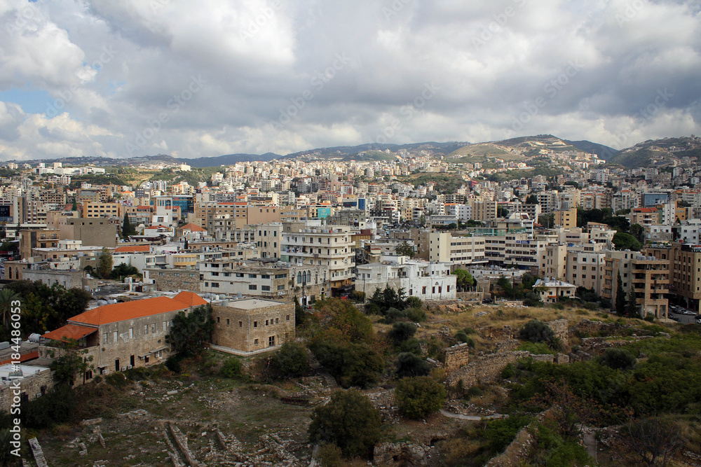 Panorama of Byblos old town, Mediterranean Sea coast, Lebanon