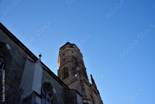 kirche, turm, emporragen, bauwerk, alt, historisch, geschichte, anreisen, fremdenverkehr, hoch, gotik, bogen, europa, nördlingen, germany, religion, himmel, blau, fremdenverkehr, christentum, stadt, s photo