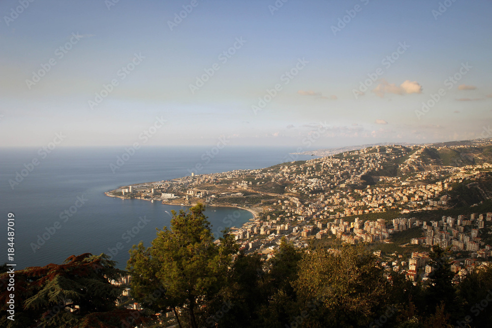 City of Jounieh panoramic view, near Harissa, Lebanon