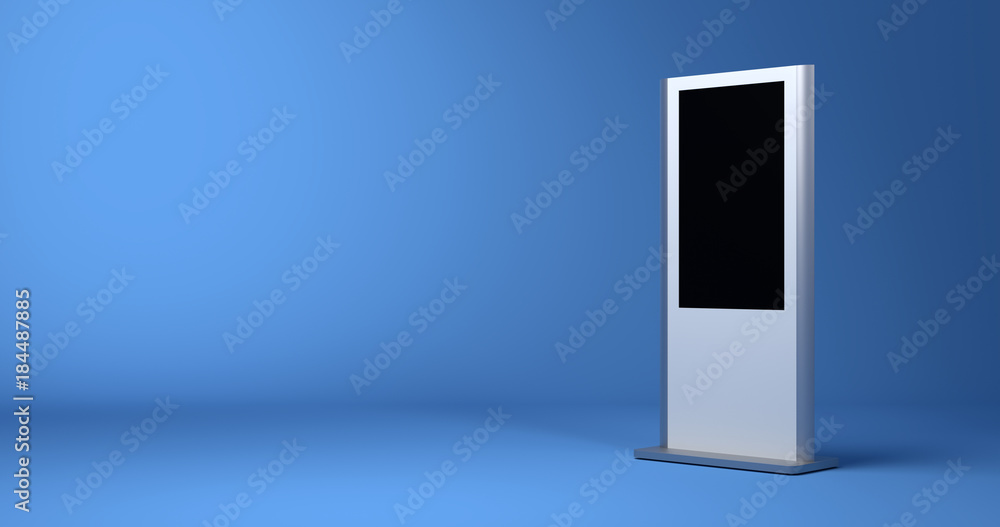 Retail store digital display, original detailed design and 3d rendering. Trade and retail concepts, copy space illustration Retail store digital display, original detailed design and 3d rendering. Trade and retail concepts, copy space illustration