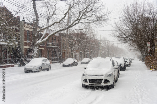 First snow storm of the season hits Montreal, Canada.