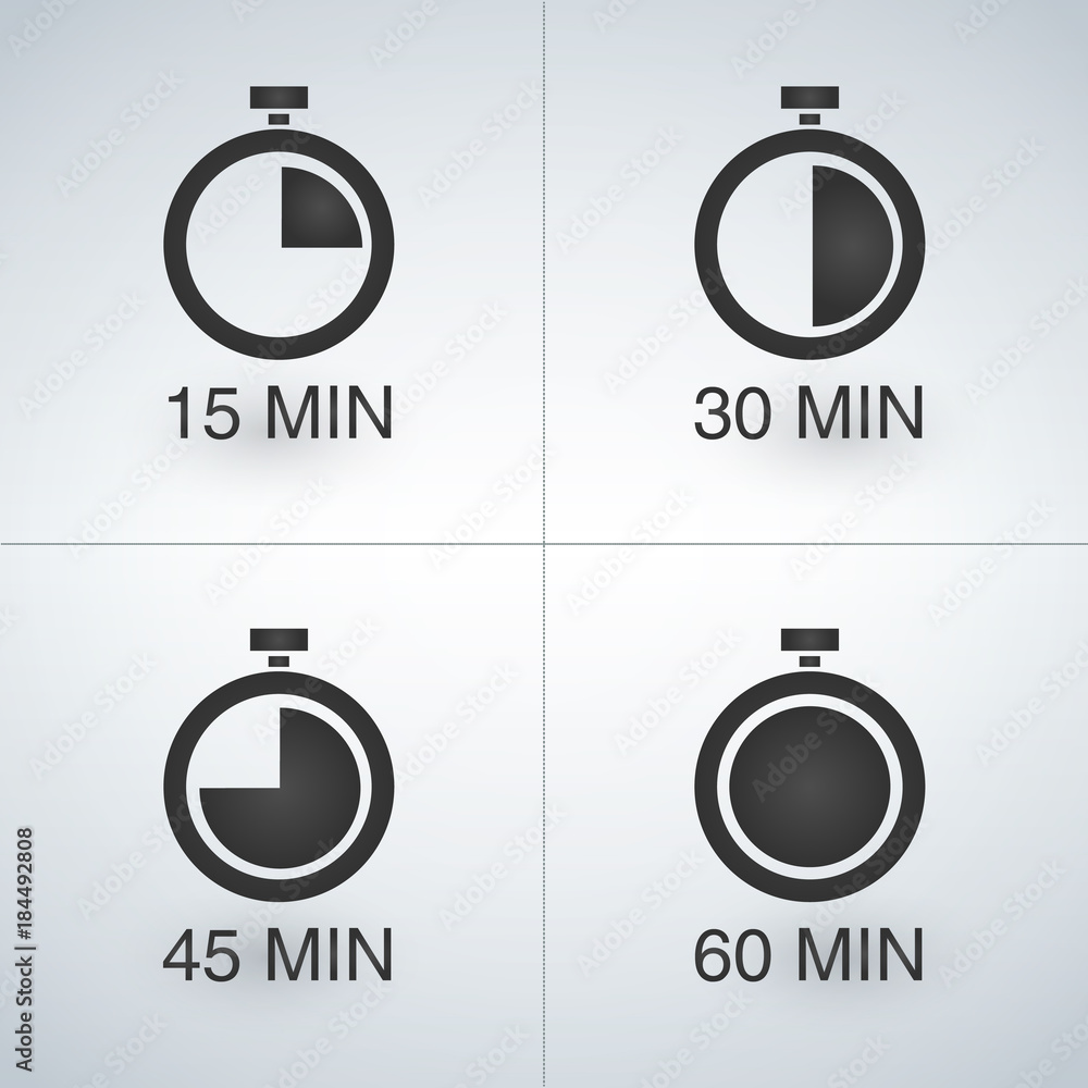 Every 15 minutes timer set vector de Stock | Adobe Stock