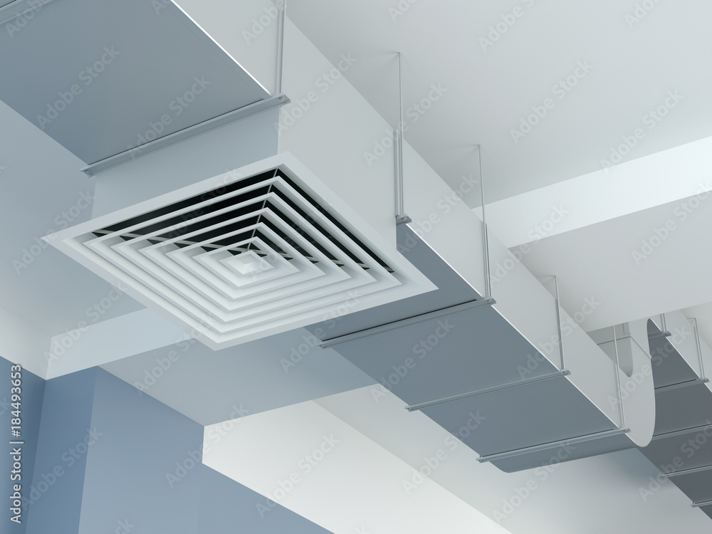 Industrial air duct ventilation equipment  - obrazy, fototapety, plakaty 