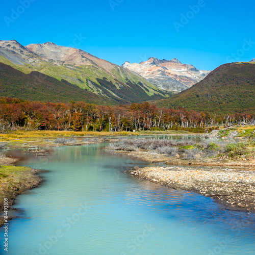 Gorgeous landscape of Patagonia's Tierra del Fuego National Park in Autumn © neurobite