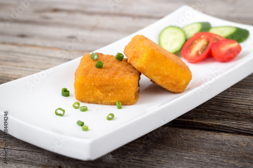 fried parmesan cheese cube