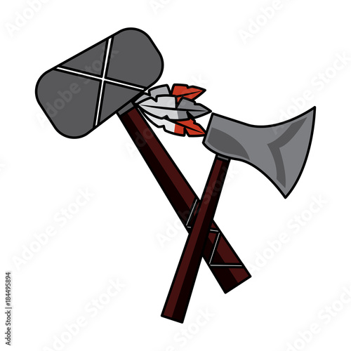 axe and tomahawk native american indian weapon vector illustration