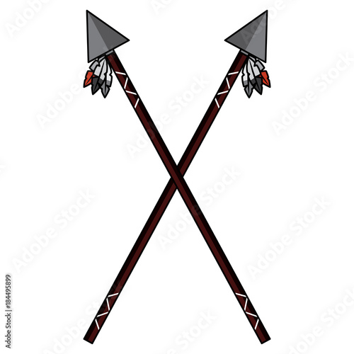 crossed two spear native american indian weapon vector illustration