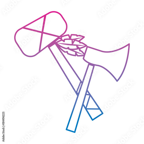 axe and tomahawk native american indian weapon vector illustration
