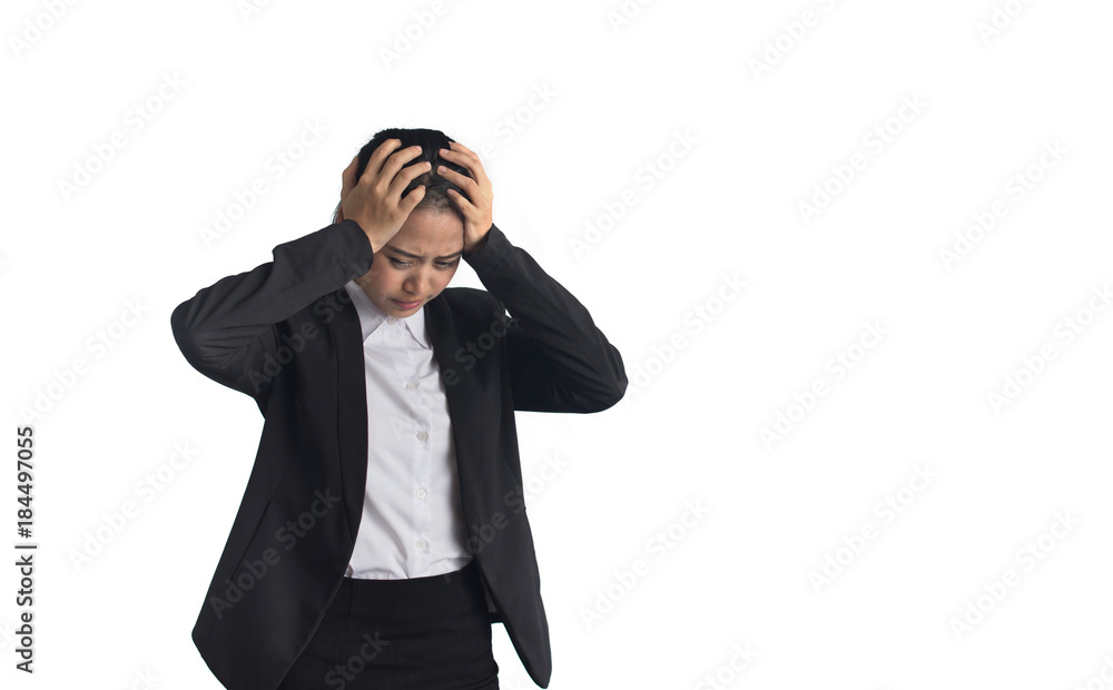 Business woman with headache on white background Business woman with headache on white background