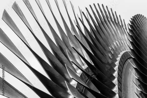 high precision metal turbine blades closeup industrial art and design engineering concept photo