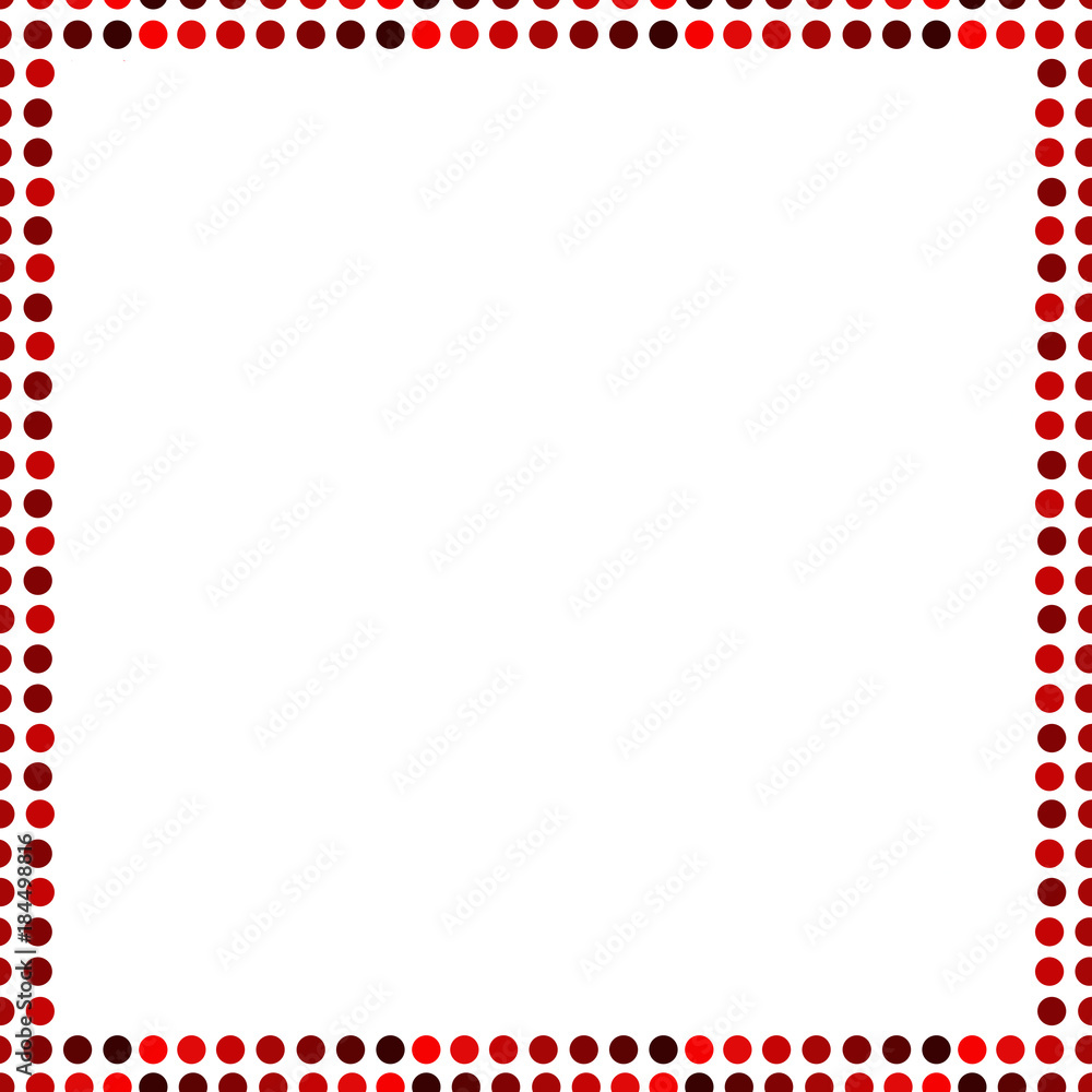 cornice quadrata con pois di tonalità rosse su sfondo bianco Stock  Illustration