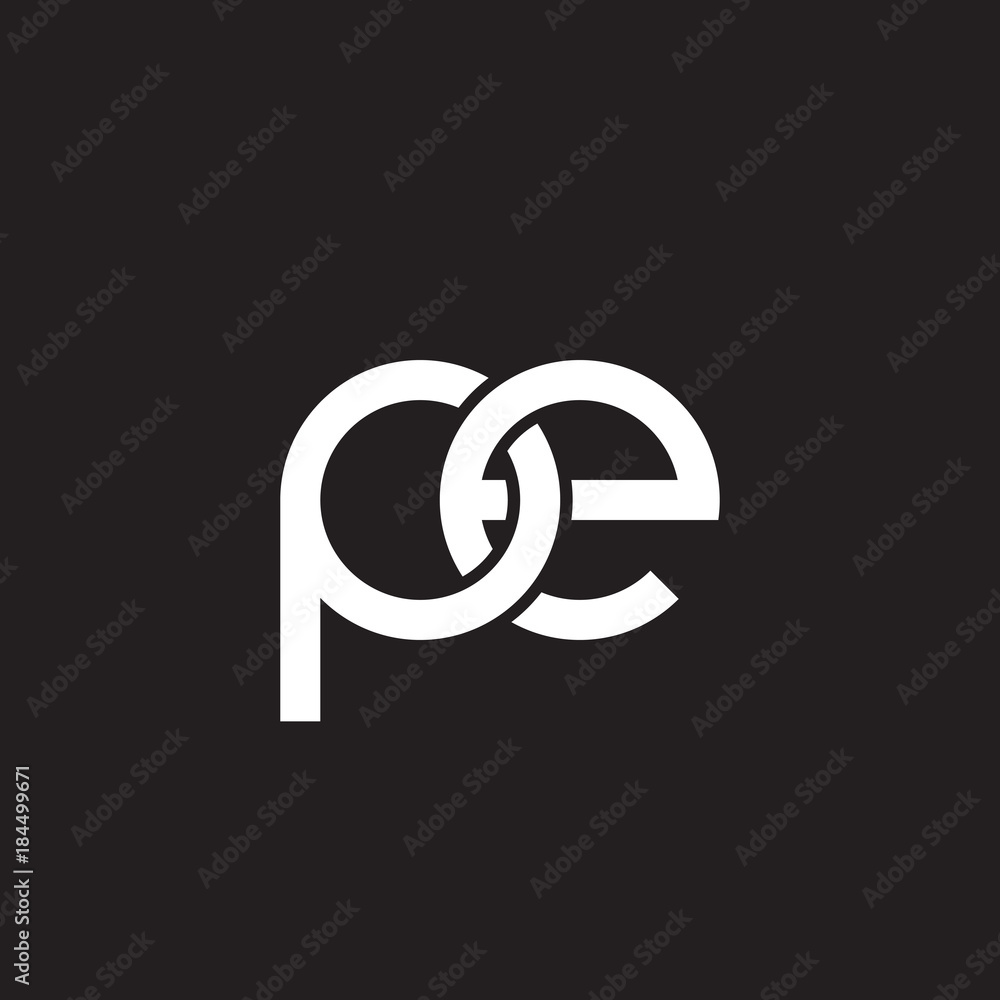 Initial lowercase letter pe, overlapping circle interlock logo, white color on black background Initial lowercase letter pe, overlapping circle interlock logo, white color on black background