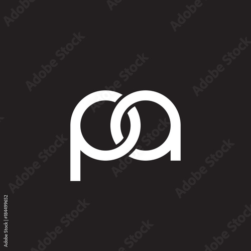 Initial lowercase letter pa, overlapping circle interlock logo, white color on black background