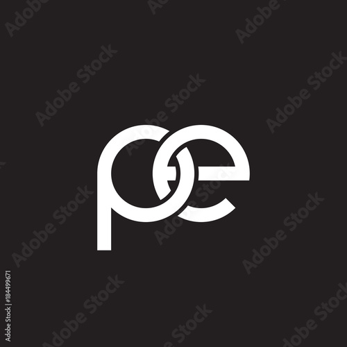 Initial lowercase letter pe, overlapping circle interlock logo, white color on black background