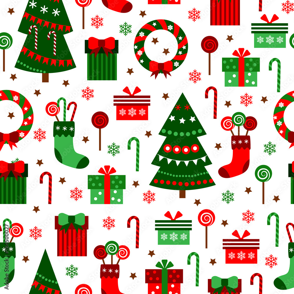 New Year Green Tile Pattern. Merry Christmas Flat Design Vector Illustration. Seamless Background. New Year Green Tile Pattern. Merry Christmas Flat Design Vector Illustration. Seamless Background.
