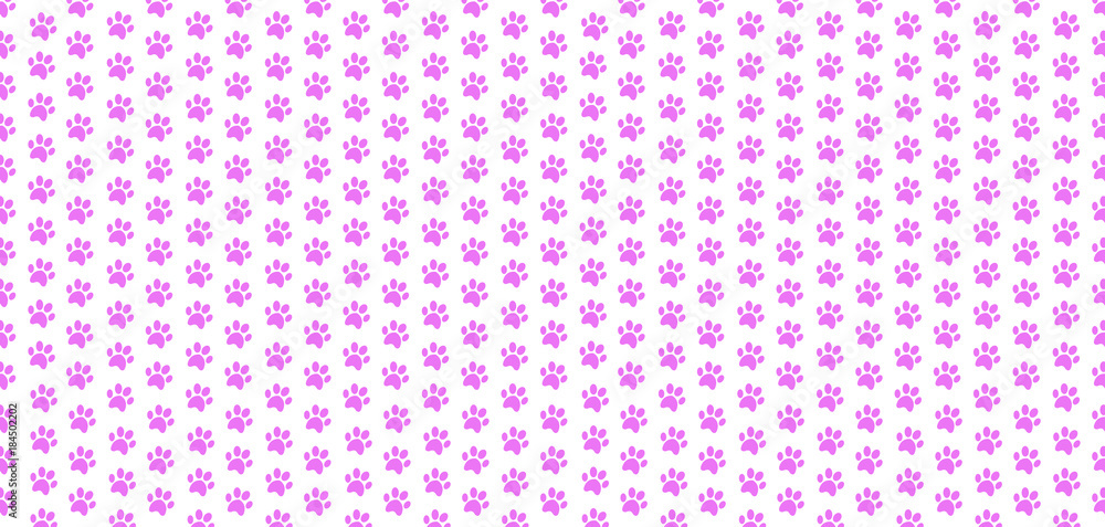 Cute banner with seamless pattern of rose animal paw prints