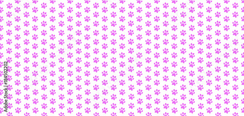 Cute banner with seamless pattern of rose animal paw prints