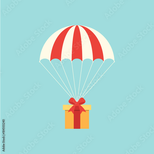 Delivery concept with parachute flat design photo