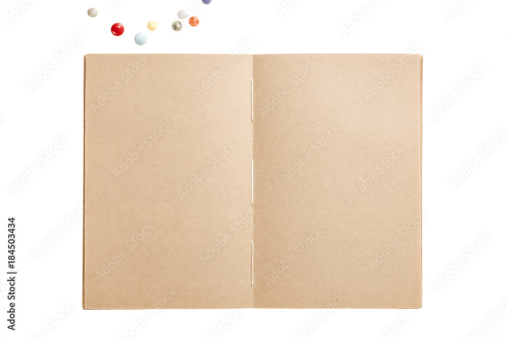 craft note spread with button isolated on the white background. craft note spread with button isolated on the white background.