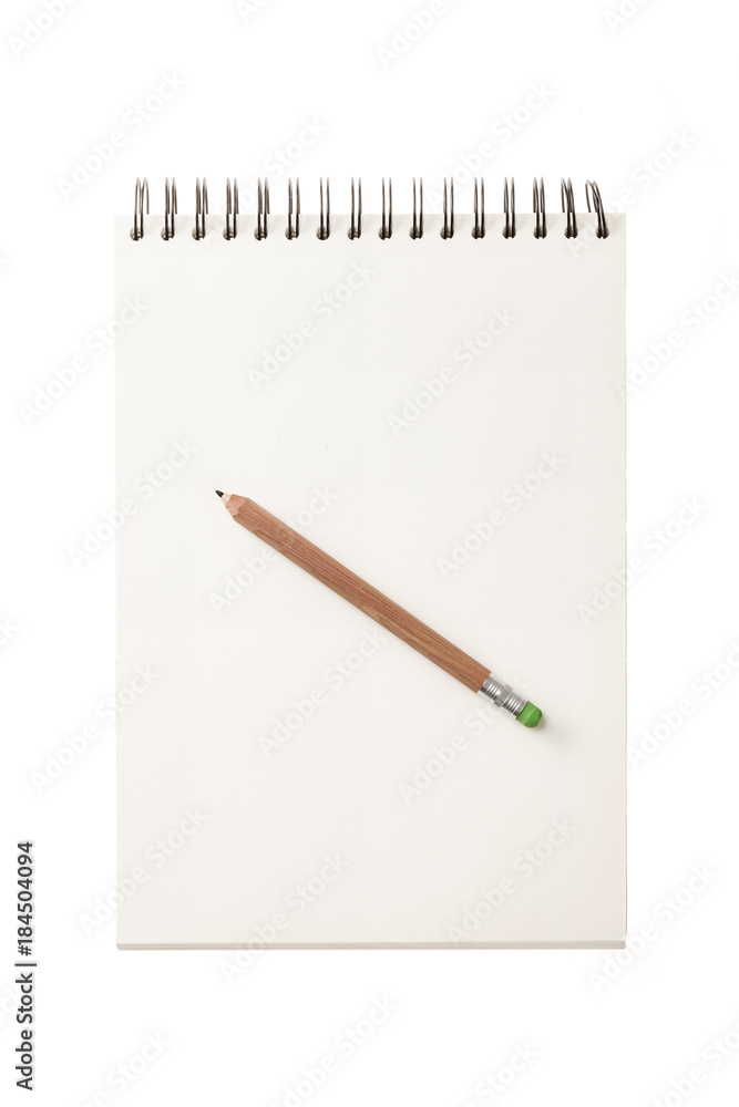 ring binding empty note with pencil isolated on the white background. ring binding empty note with pencil isolated on the white background.