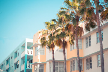 Typical South Beach Miami art deco district architecture