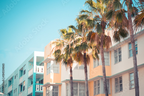 Typical South Beach Miami art deco district architecture © littleny