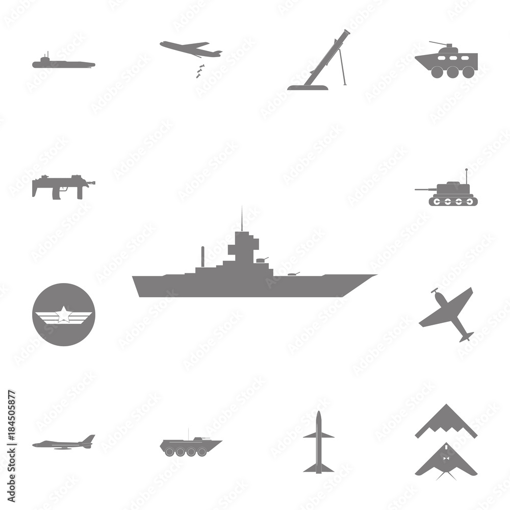 Warship icon. Set of military elements icon. Quality graphic design collection army icons for websites, web design, mobile app