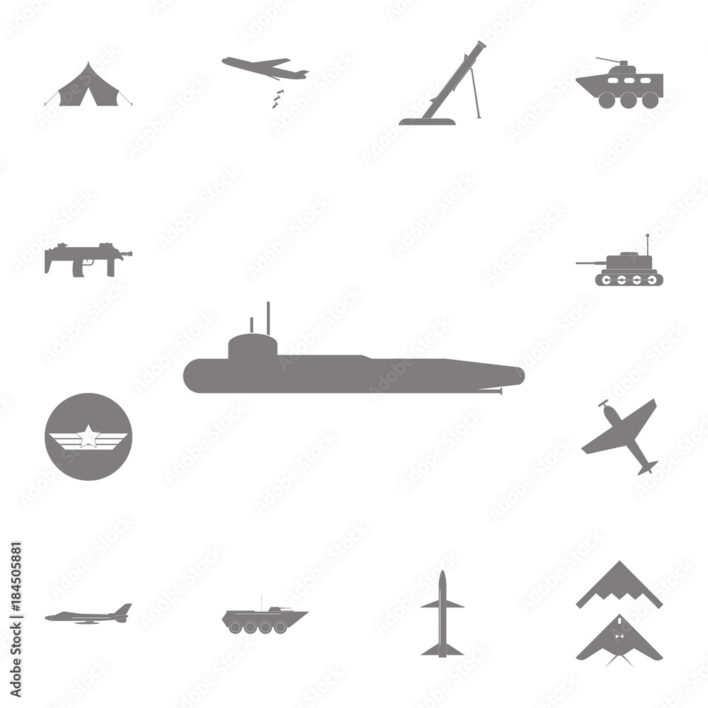 Military submarine icon. Set of military elements icon. Quality graphic design collection army icons for websites, web design, mobile app