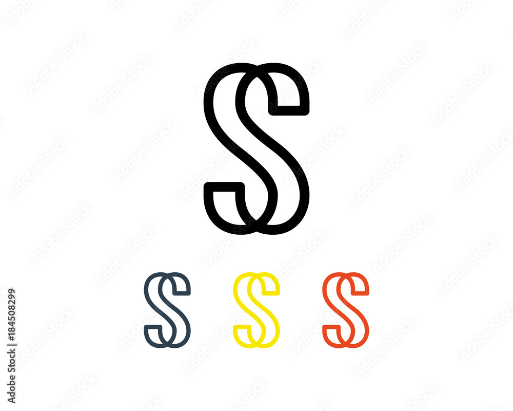 Line Art Initial Letter S Abstract Logo Symbol