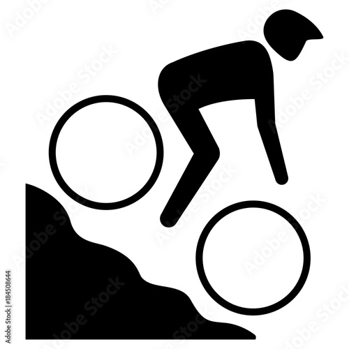 Illustration represents pictogram of freestyle bike sport, games with BMX. Ideal for sports and institutional materials
