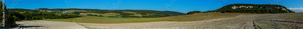 Beautiful summer panorama of the Bakhchsarai district of Crimean peninsula