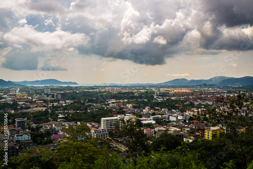 Phuket Landscape aerial view from Khao Rang, Building and street in checkpoint of Thailand