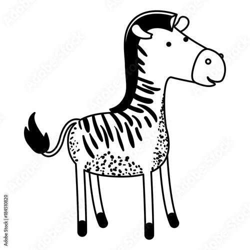 zebra cartoon in black sections silhouette vector illustration