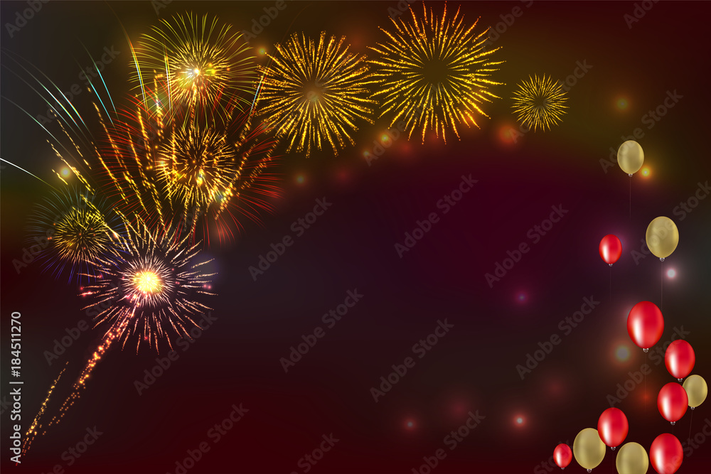 fireworks background with space for text. illustration vector.
