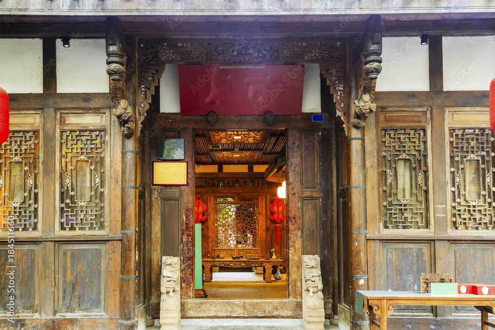 Wooden door of Chinese folk house