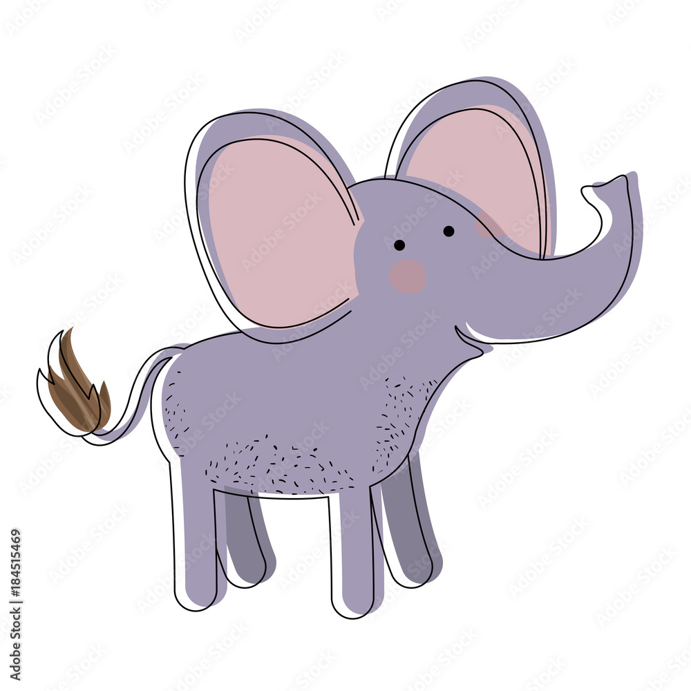 Fototapeta premium elephant cartoon watercolor silhouette in white background vector illustration
