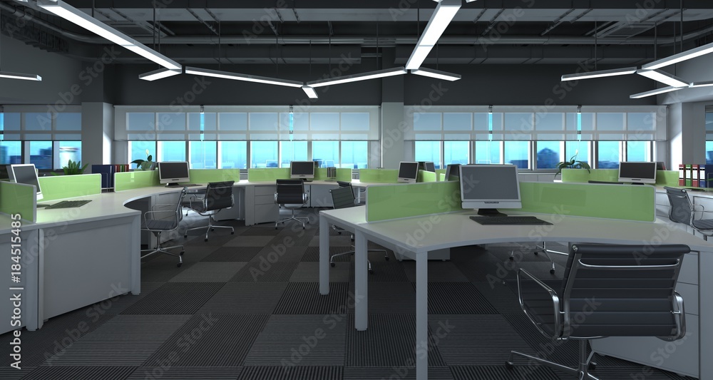 Fototapeta premium 3D Illustration the modern office interior design