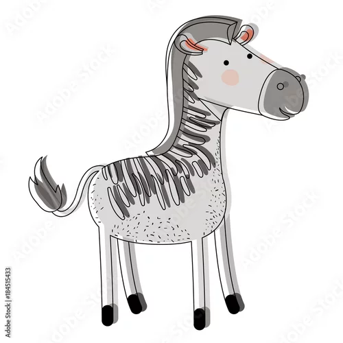 Naklejka na ścianę zebry kreskówki akwareli sylwetka w białej tło wektoru ilustraci