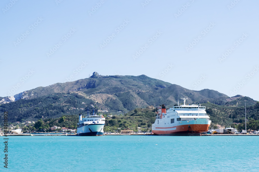 Two tourist ships at the sea port Two tourist ships at the sea port