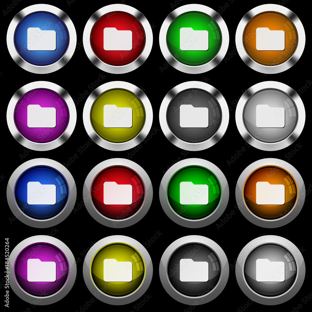 Single folder white icons in round glossy buttons on black background Single folder white icons in round glossy buttons on black background